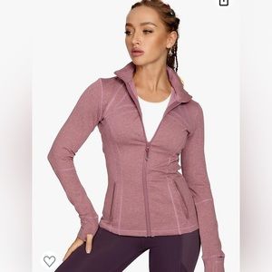 Women's Sports Jacket Slim Fit Full Zip Running Track Jacket XXL Pink Jacquard